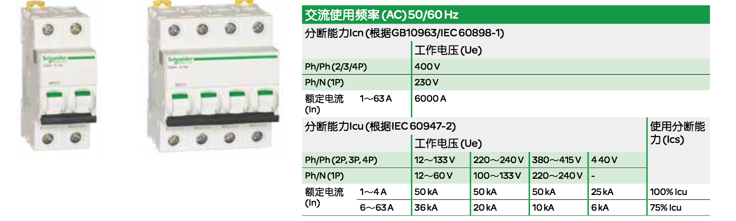 施耐德IC65N,EA9系列斷路器的脫扣曲線(xiàn)有哪幾種？
